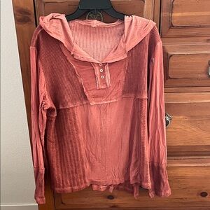 Coral Button-Up Hoodie Size Large NWOT